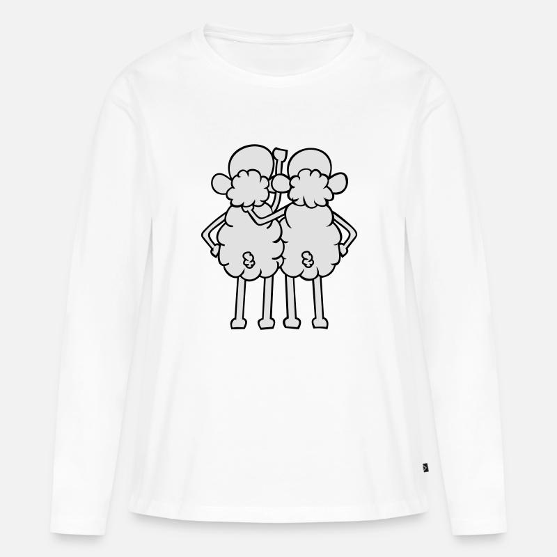 Schaf - Freunde - Frauen Premium Bio Langarmshirt - Weiß