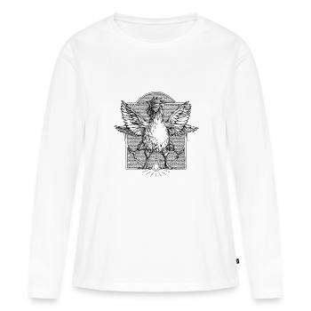 Le coq de Vitruve - T-shirt manches longues Premium bio Femme - blanc - Devant - Julia (174cm)