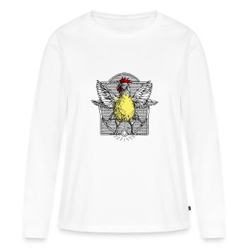 Le coq de Vitruve2 - T-shirt manches longues Premium bio Femme - blanc - Devant - Julia (174cm)