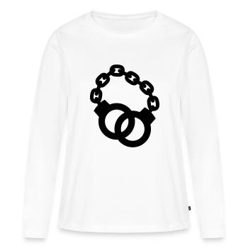 menottes verrouillées policier ou dame - T-shirt manches longues Premium bio Femme - blanc - Devant - Julia (174cm)