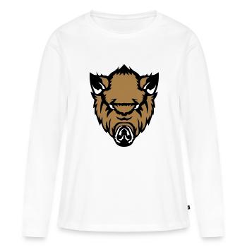 wild boar boar face fierce cartoo - Women's Premium Organic Long Sleeve Shirt - white - Front - Julia (174cm)