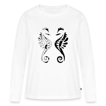 Conception de l'hippocampe - T-shirt manches longues Premium bio Femme - blanc - Devant - Julia (174cm)