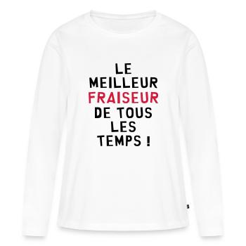 Ouvrier / Usine / Tourneur / Fraiseur / Industrie - T-shirt manches longues Premium bio Femme - blanc - Devant - Julia (174cm)
