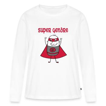 Super gendre - T-shirt manches longues Premium bio Femme - blanc - Devant - Julia (174cm)