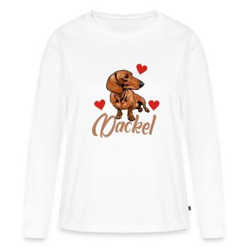 Dackel mit Herzen :-) - Frauen Premium Bio Langarmshirt - Weiß - Vorne - Julia (174cm)