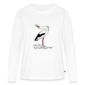 Cigogne - T-shirt manches longues Premium bio Femme - blanc - Devant - Julia (174cm)