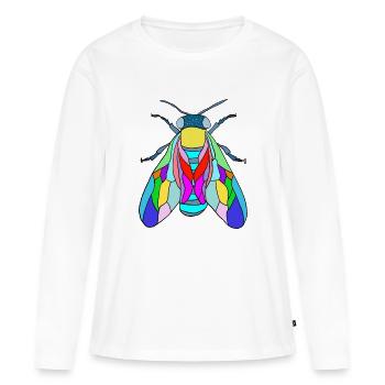 Fliege - Frauen Premium Bio Langarmshirt - Weiß - Vorne - Julia (174cm)