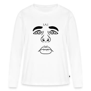 Homme malheureux visage triste - T-shirt manches longues Premium bio Femme - blanc - Devant - Julia (174cm)