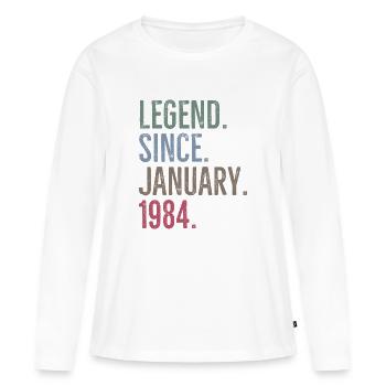 Legende seit Januar 1984 - Frauen Premium Bio Langarmshirt - Weiß - Vorne - Julia (174cm)