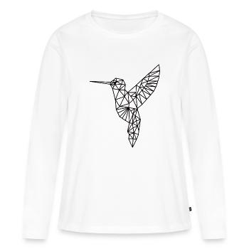 Kolibri in geometrischer Form einfarbig gehalten - Frauen Premium Bio Langarmshirt - Weiß - Vorne - Julia (174cm)