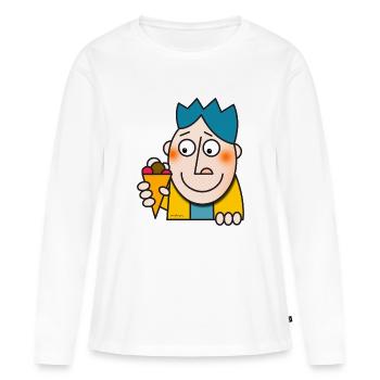 "Eiscreme" - Frauen Premium Bio Langarmshirt - Weiß - Vorne - Julia (174cm)