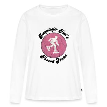 Tempelhofer Feld Skater Rollschuh - Frauen Premium Bio Langarmshirt - Weiß - Vorne - Julia (174cm)