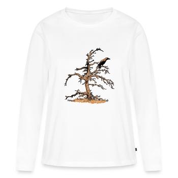 Corbeau et Pin - T-shirt manches longues Premium bio Femme - blanc - Devant - Julia (174cm)