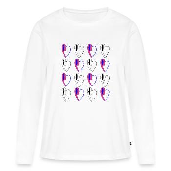 Imprimé numéro27. - T-shirt manches longues Premium bio Femme - blanc - Devant - Julia (174cm)