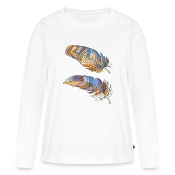 Feder - Frauen Premium Bio Langarmshirt - Weiß - Vorne - Julia (174cm)