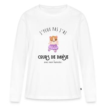 J’peux pas j’ai cours de danse avec mon hamster - T-shirt manches longues Premium bio Femme - blanc - Devant - Julia (174cm)