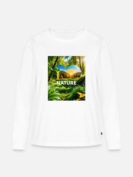 Nature - Frauen Premium Bio Langarmshirt - Weiß