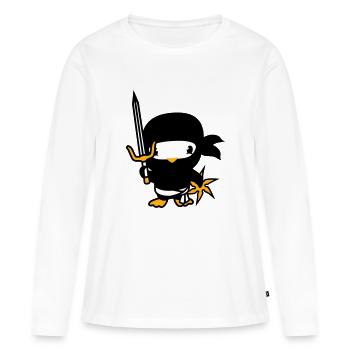 Oiseau Ninja Combattant Assassin Épée Ninja Star - T-shirt manches longues Premium bio Femme - blanc - Devant - Julia (174cm)