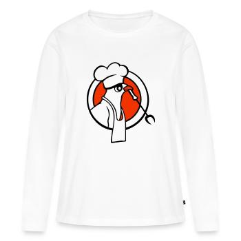 Oiseau griller des saucisses griller délicieusement manger des saucisses - T-shirt manches longues Premium bio Femme - blanc - Devant - Julia (174cm)