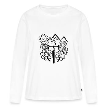 Aventure en vélo de gravier - T-shirt manches longues Premium bio Femme - blanc - Devant - Julia (174cm)