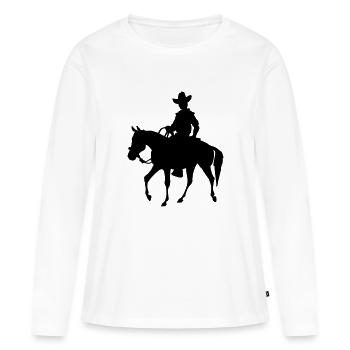 cowboy - T-shirt manches longues Premium bio Femme - blanc - Devant - Julia (174cm)