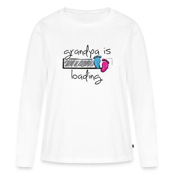 Slogan grand-père est en cours de chargement. Devenir grand-père et grand-mère - T-shirt manches longues Premium bio Femme - blanc - Devant - Julia (174cm)