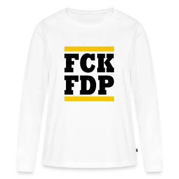 Fck fdp - T-shirt manches longues Premium bio Femme - blanc - Devant - Julia (174cm)