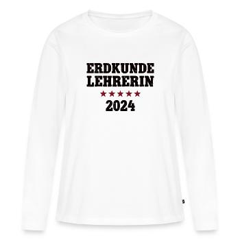 Erdkunde Lehrerin 2024 Beruf Studium Uni Lehramt - Frauen Premium Bio Langarmshirt - Weiß - Vorne - Julia (174cm)