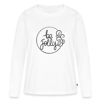 Soyez joyeux - T-shirt manches longues Premium bio Femme - blanc - Devant - Julia (174cm)
