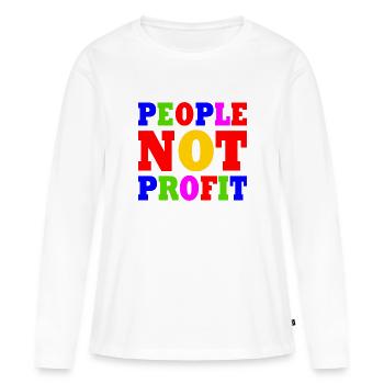 People not profit - T-shirt manches longues Premium bio Femme - blanc - Devant - Julia (174cm)