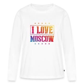 J’aime Moscou - T-shirt manches longues Premium bio Femme - blanc - Devant - Julia (174cm)