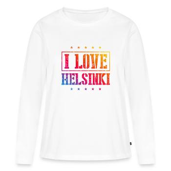 J’adore Helsinki - T-shirt manches longues Premium bio Femme - blanc - Devant - Julia (174cm)