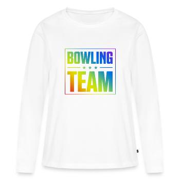 Équipe de bowling - T-shirt manches longues Premium bio Femme - blanc - Devant - Julia (174cm)