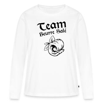 team beurre salé - T-shirt manches longues Premium bio Femme - blanc - Devant - Julia (174cm)