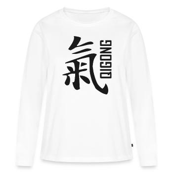 qigong chinesisches zeichen schwarz - Frauen Premium Bio Langarmshirt - Weiß - Vorne - Julia (174cm)