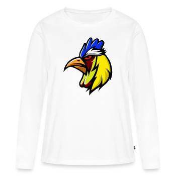 COQ JOUEUR - T-shirt manches longues Premium bio Femme - blanc - Devant - Julia (174cm)