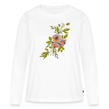 composition florale champêtre - T-shirt manches longues Premium bio Femme - blanc - Devant - Julia (174cm)