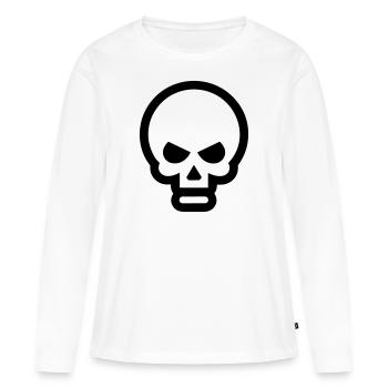 Tête de mort - T-shirt manches longues Premium bio Femme - blanc - Devant - Julia (174cm)
