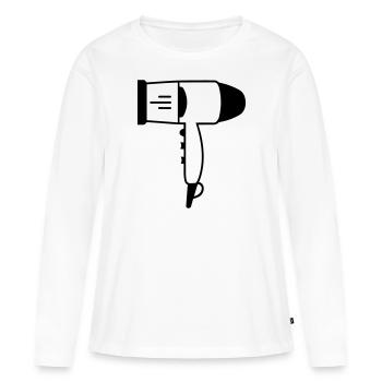 Seche cheveux - T-shirt manches longues Premium bio Femme - blanc - Devant - Julia (174cm)