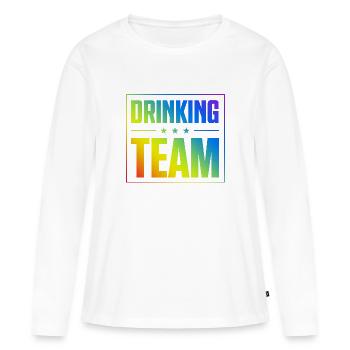 Équipe de consommation d’alcool - T-shirt manches longues Premium bio Femme - blanc - Devant - Julia (174cm)