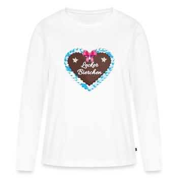 Lebkuchenherz, Herz, Bierchen, Bier - Frauen Premium Bio Langarmshirt - Weiß - Vorne - Julia (174cm)