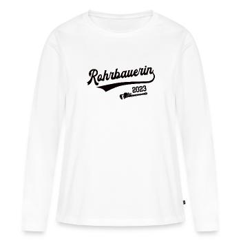 Rohrbauerin 2023 Meisterin Ausbildung Handwerkerin - Frauen Premium Bio Langarmshirt - Weiß - Vorne - Julia (174cm)