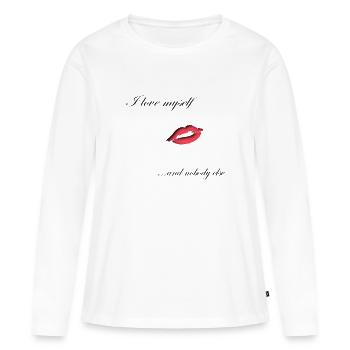 Je m’aime - T-shirt manches longues Premium bio Femme - blanc - Devant - Julia (174cm)