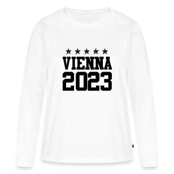 Vienne 2023 Vienne - T-shirt manches longues Premium bio Femme - blanc - Devant - Julia (174cm)