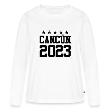 Cancun 2023 - T-shirt manches longues Premium bio Femme - blanc - Devant - Julia (174cm)
