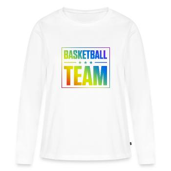 Équipe de basket-ball - T-shirt manches longues Premium bio Femme - blanc - Devant - Julia (174cm)