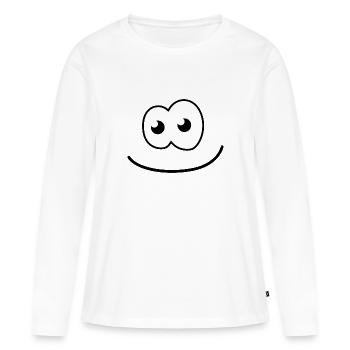 Mignon visage grenouille motif - T-shirt manches longues Premium bio Femme - blanc - Devant - Julia (174cm)