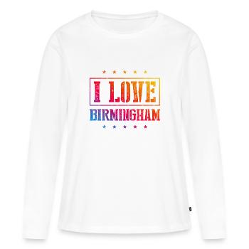 J’adore Birmingham - T-shirt manches longues Premium bio Femme - blanc - Devant - Julia (174cm)