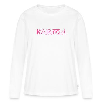 Karma - Frauen Premium Bio Langarmshirt - Weiß - Vorne - Julia (174cm)