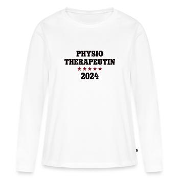 Physio Therapeutin 2024 Physiotherapie Masseurin - Frauen Premium Bio Langarmshirt - Weiß - Vorne - Julia (174cm)